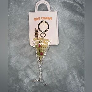 NWT Anthropologie Beaded Martini Glass Bag Charm Keychain